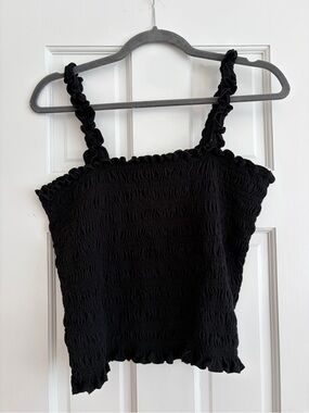 Old Navy Black Smocked Ruffle-Strap Tank Top